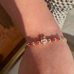 Labubu Charm Gold and Red Beaded Bracelet BRAND NEW